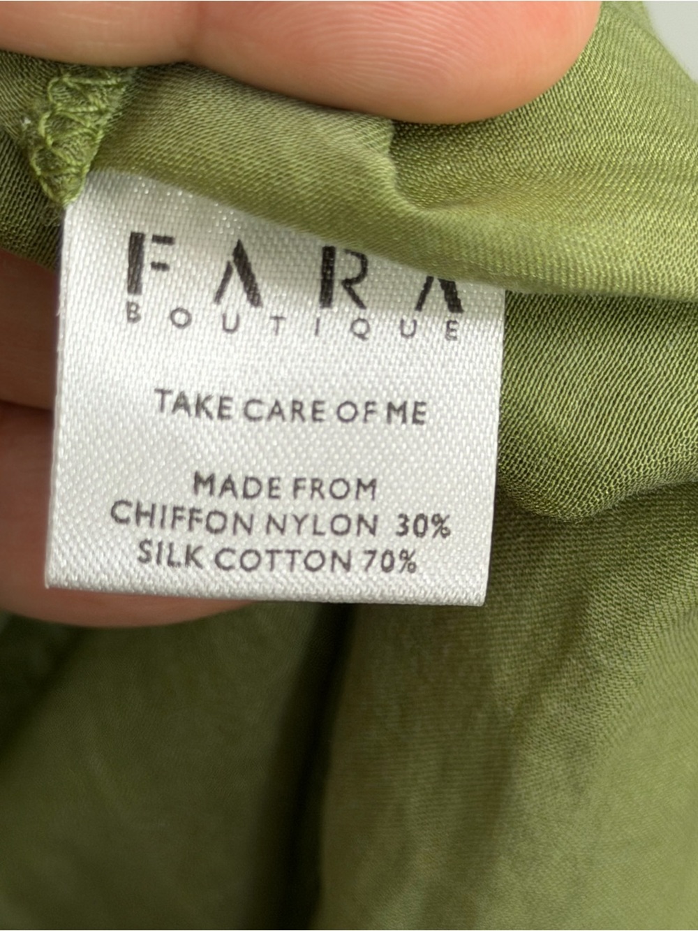 FARA Boutique Yasmin Dress Moss color 100% silk cotton blend  new with tags - Picture 9 of 12